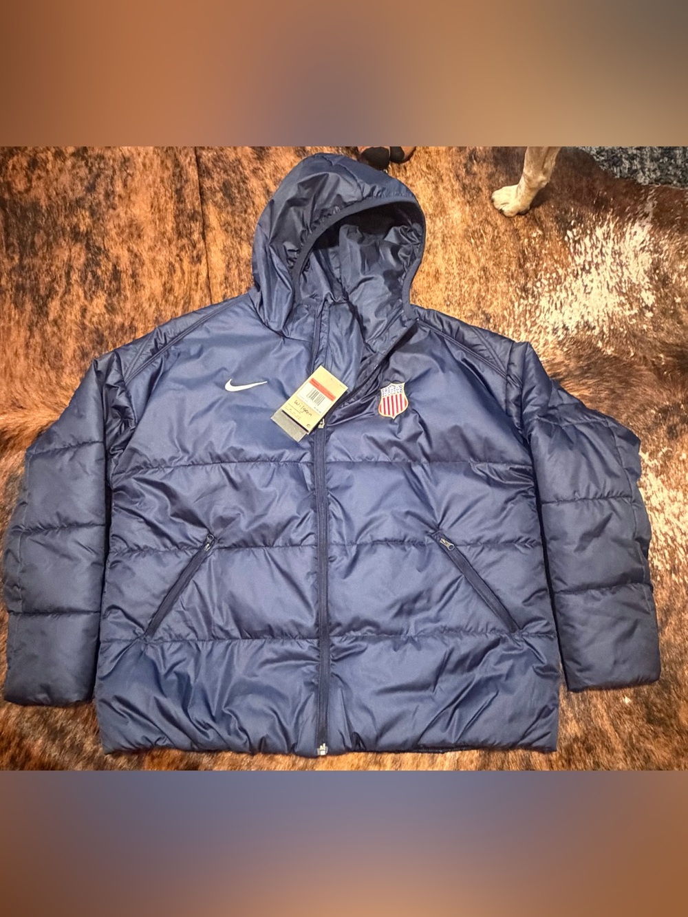 NWT Nike Women's Therma-FIT Jacket L Navy US Hockey Vintage Crest FD7704-451